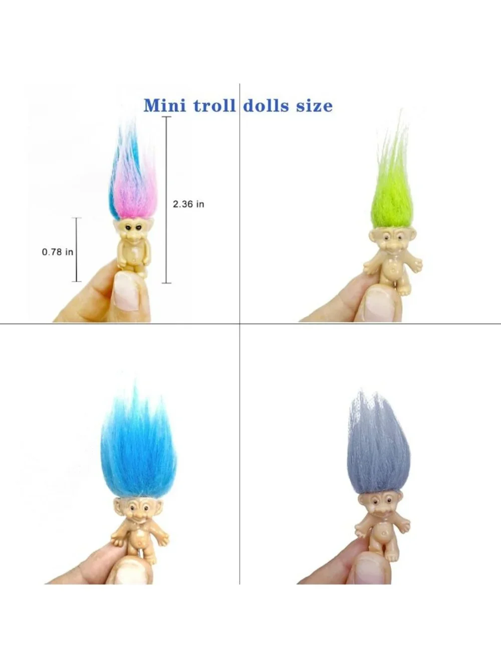 100PCS Mini Vintage Troll Dolls - 1.2” Good Luck Collectible Figures